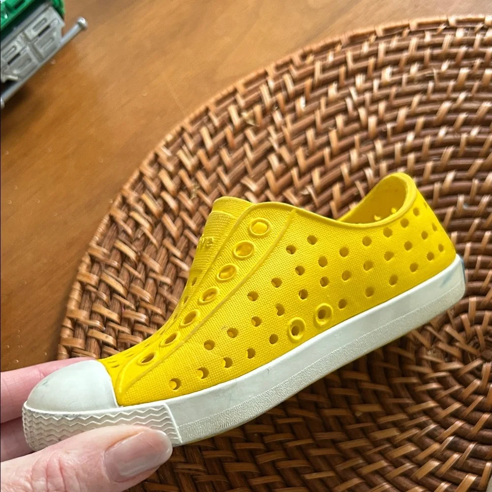 Native Kids Bright Yellow Slip-On Water Shoes with White Toe